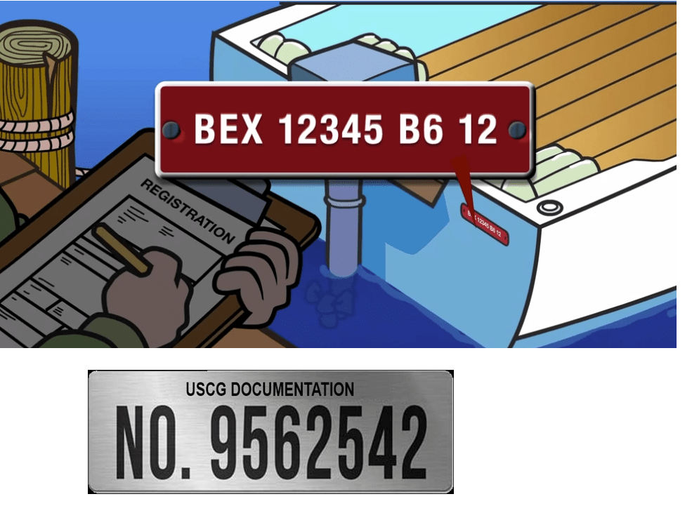 Location of the Hull Identification Number (HIN) on a stern of a vessel