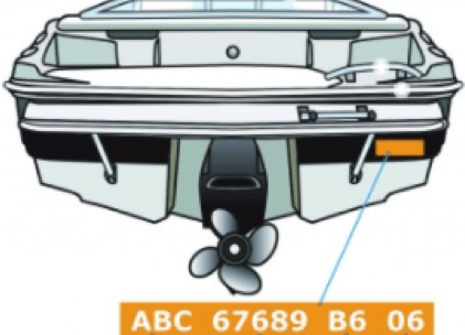 Location of a boat HIN on the watercraft hull transom. use it to check a boat hin